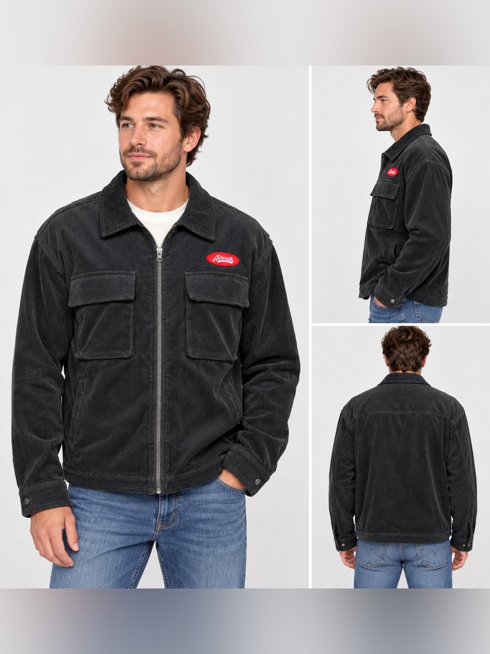 NWT Airwalk XL Black Corduroy Sherpa Lined Jacket